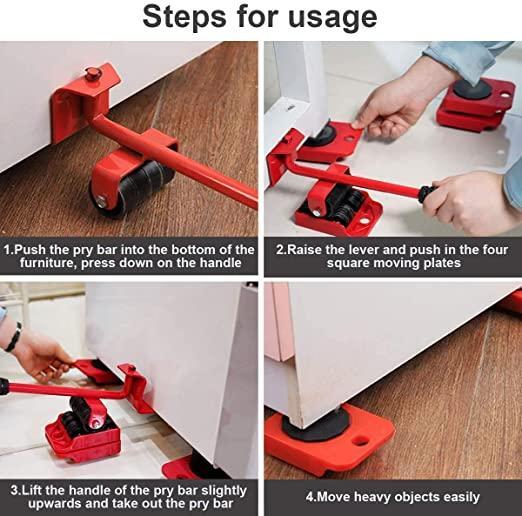 Furniture Lifter Mover Tool Set Heavy Duty with Wheel Pads