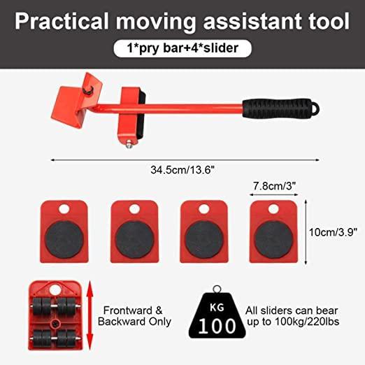 Furniture Lifter Mover Tool Set Heavy Duty with Wheel Pads