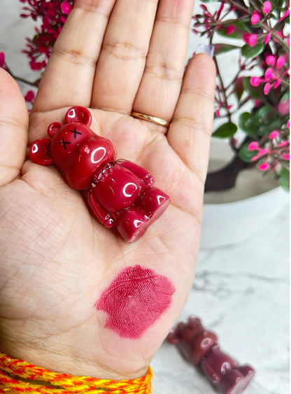 Lip Tint with Bear Keychain – 6pcs Matte Lipstick Set (Multicolour)