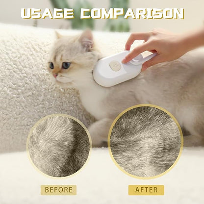 3-in-1 Steam Brush with Steamer – Pet Grooming Tool for Cats, Dogs & More